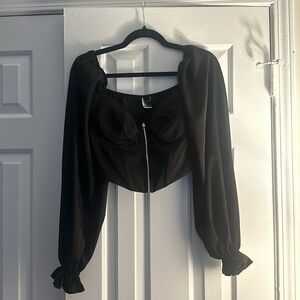 Windsor Cropped Corset Long Sleeve Top